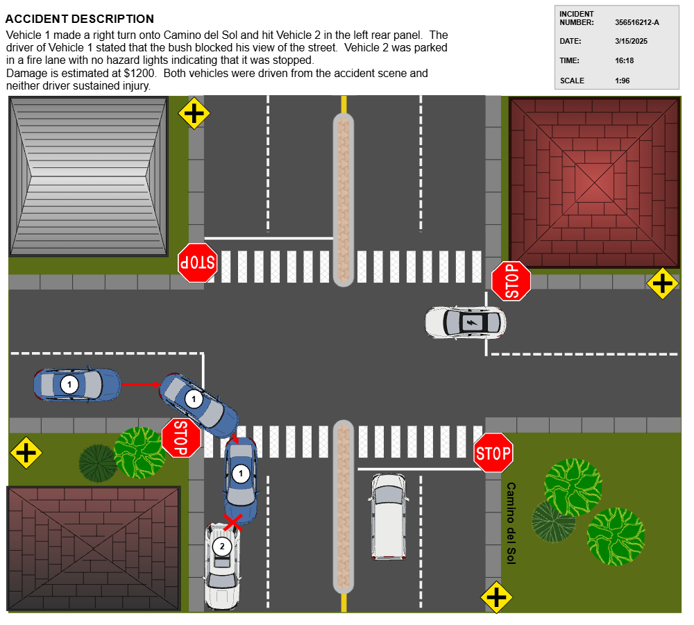 Example Image: 4-Way Intersection Accident Reconstruction
