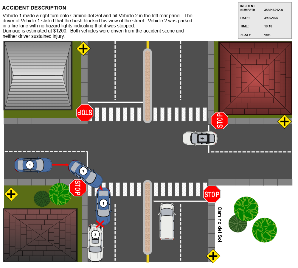 Example Image: 4-Way Intersection Accident Reconstruction