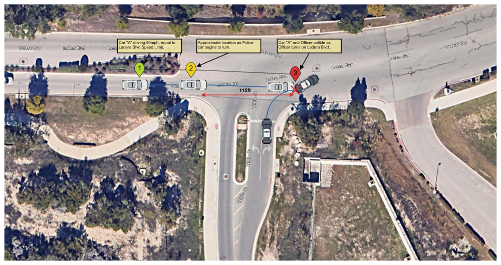 Example Image: Accident Reconstruction with Google Map - Ladera Blvd