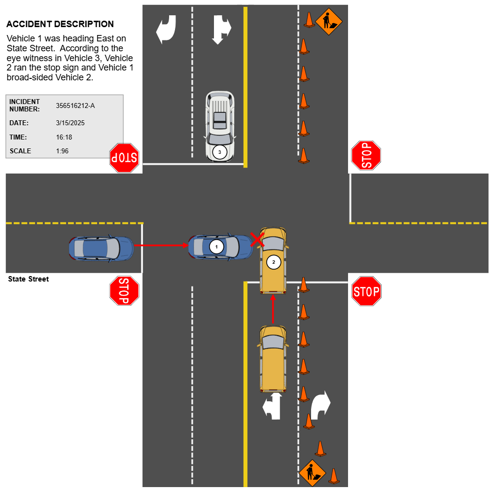 Example Image: Construction Zone Crash Diagram