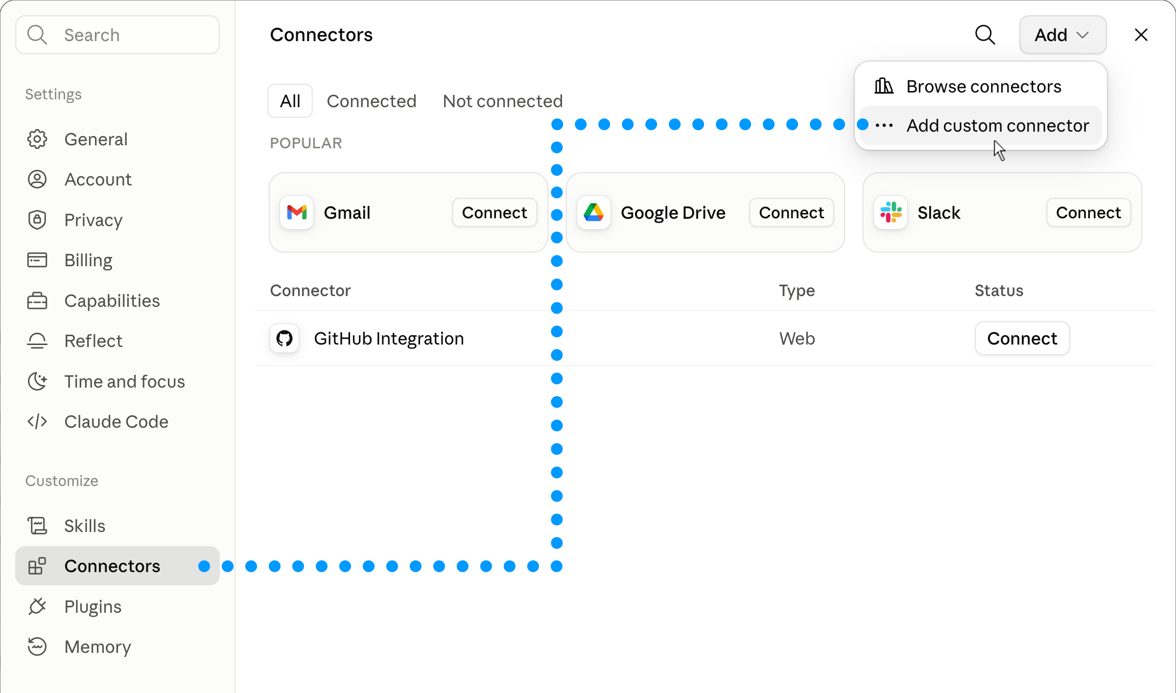 Adding custom connector