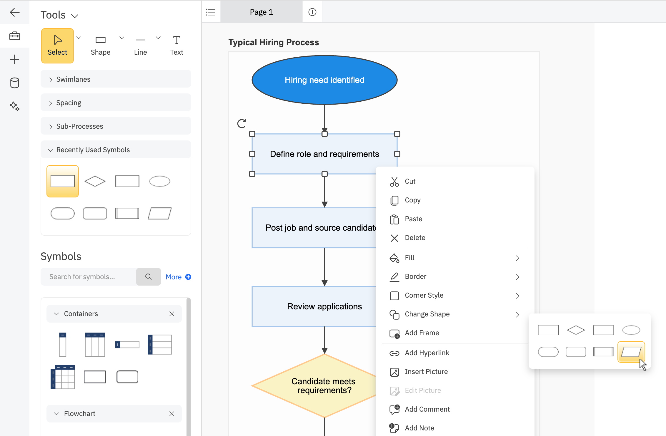 Editing generated flowchart in SmartDraw