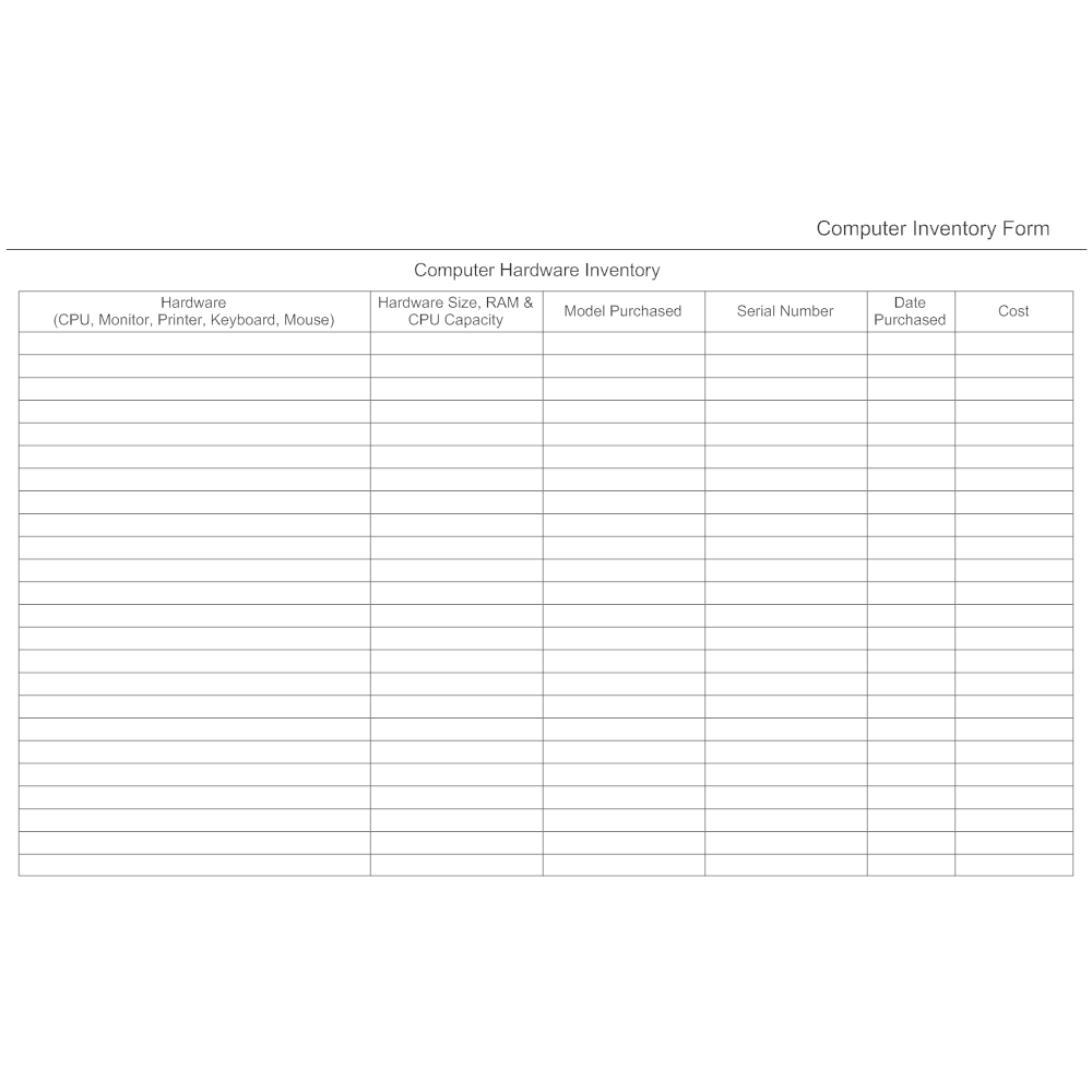 Example Image: Computer Hardware Inventory Form