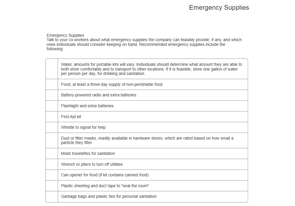 Example Image: Emergency Supplies