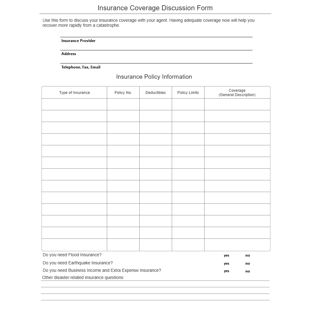 Example Image: Insurance Coverage Discussion Form