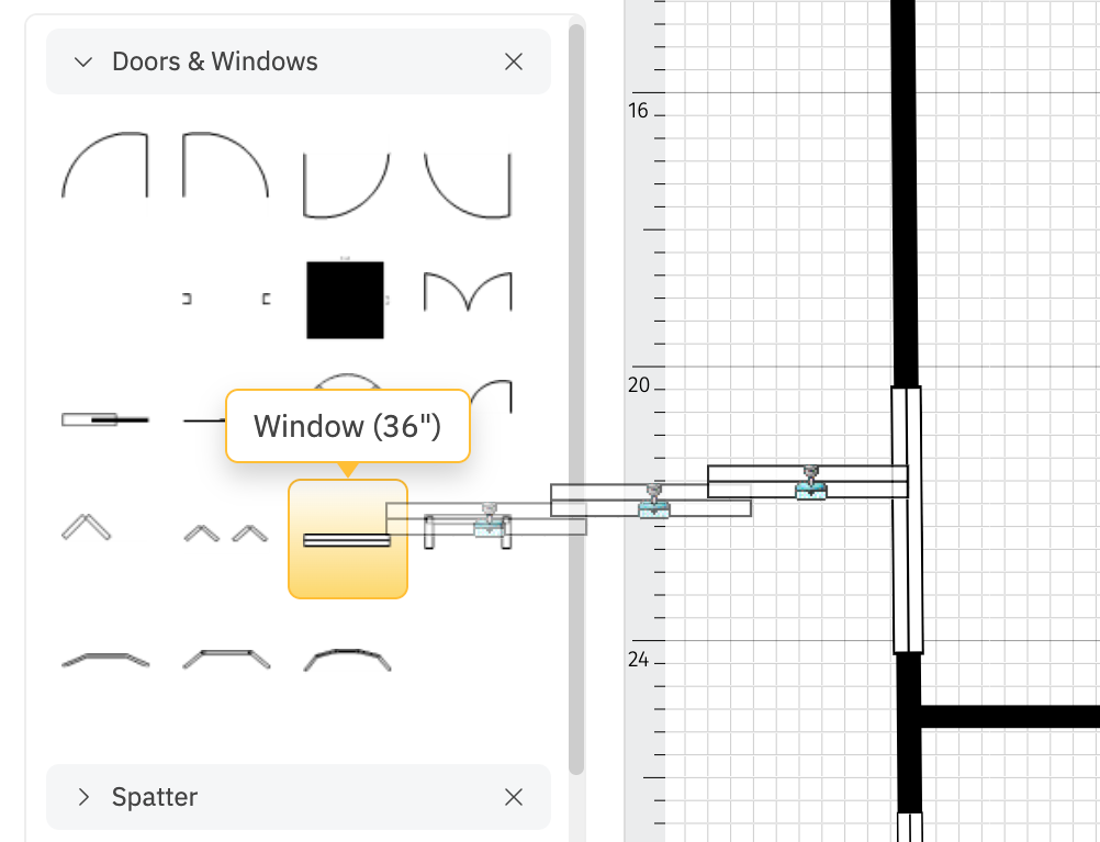 Dragging window symbol into work area