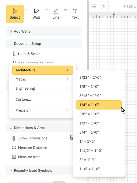 Scaling options dropdown menu