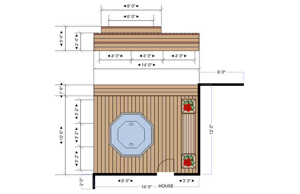 Example Image: Pool Deck with Flower Bed Design