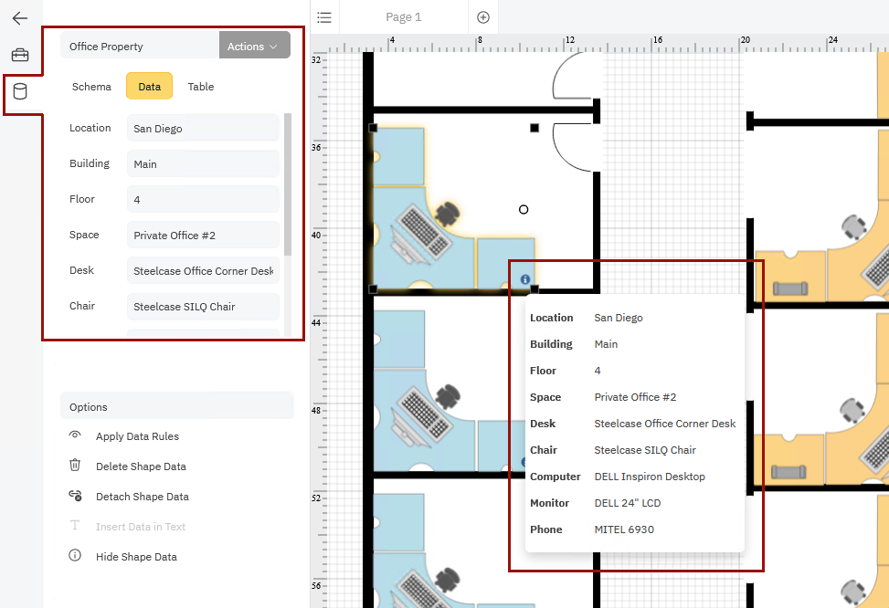 SmartPanel shape data tab