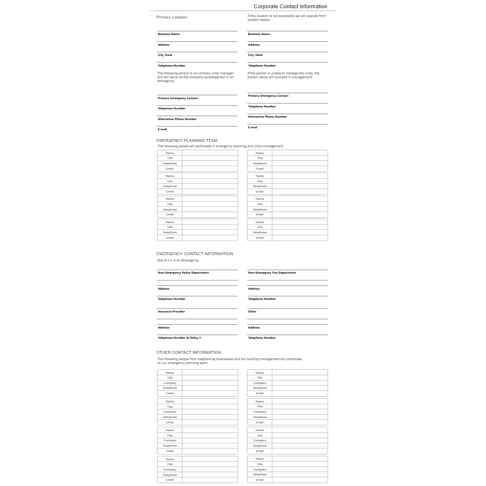 Example Image: Corporate Contact Information Form 