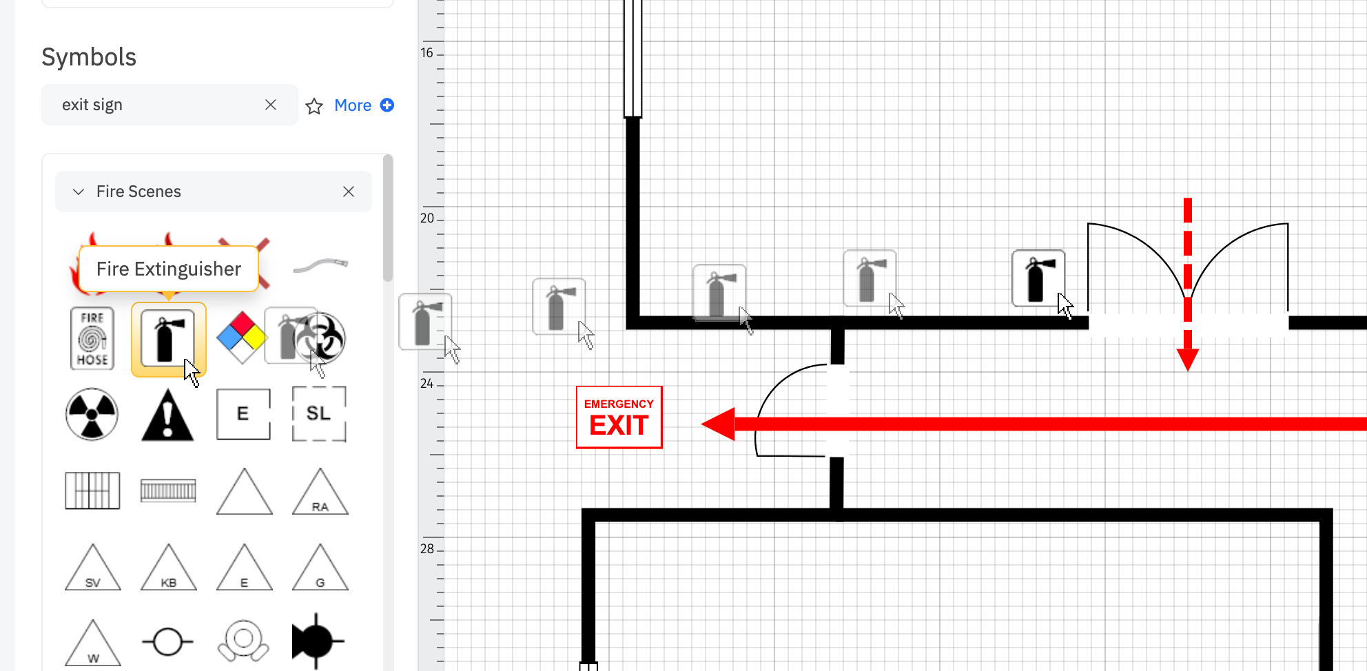 Adding fire extinguisher symbols