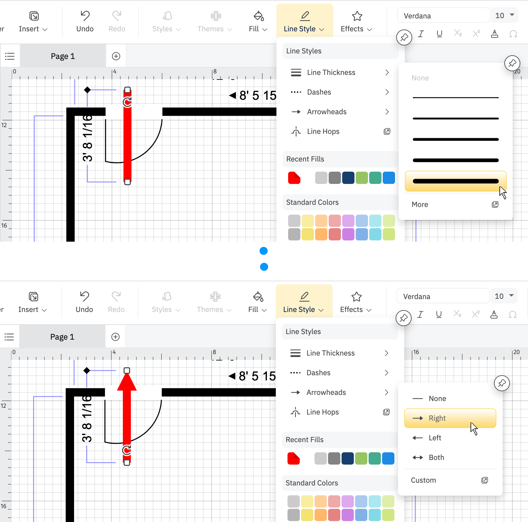 Drawing evacuation route arrows