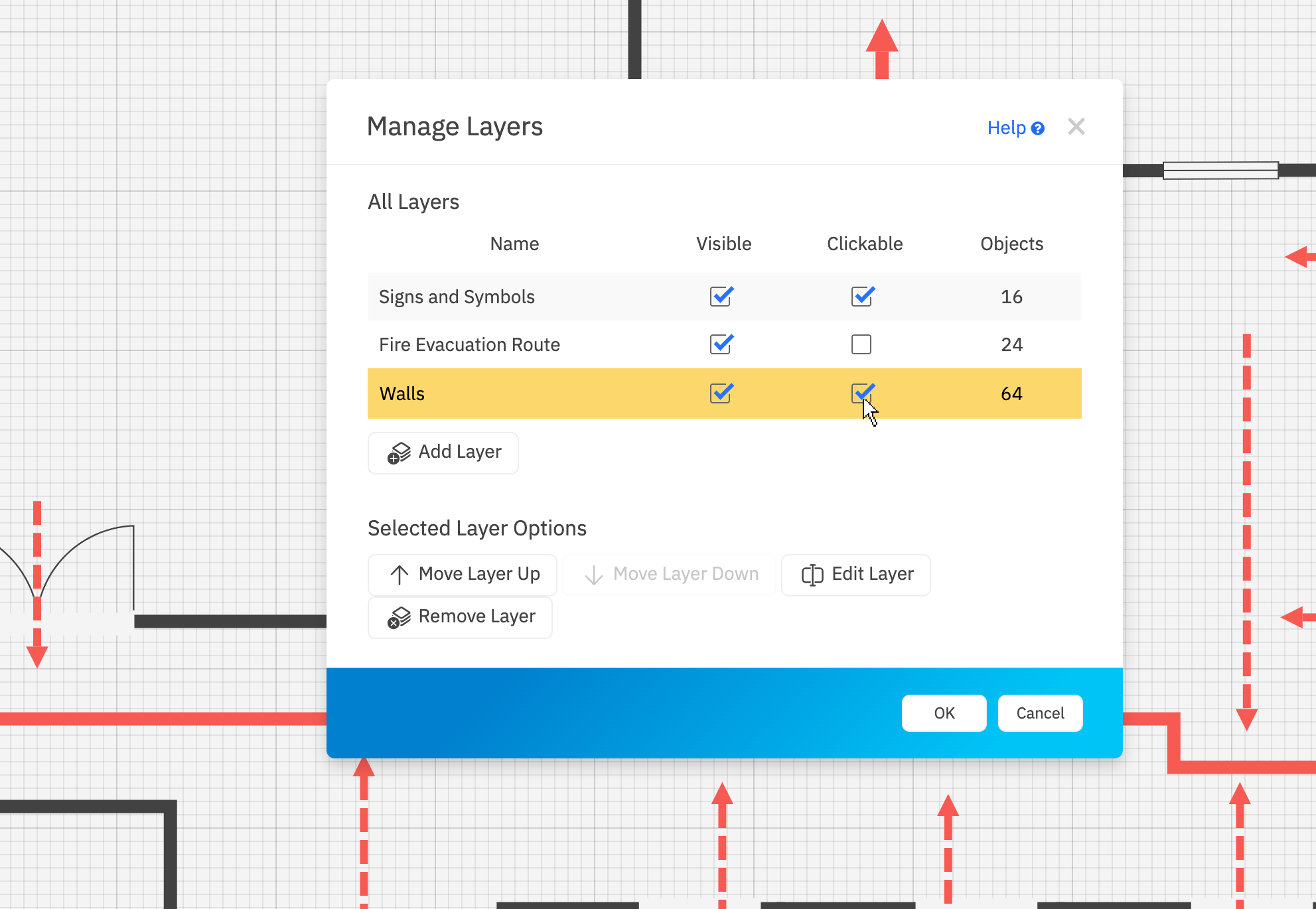 Layers dialog options