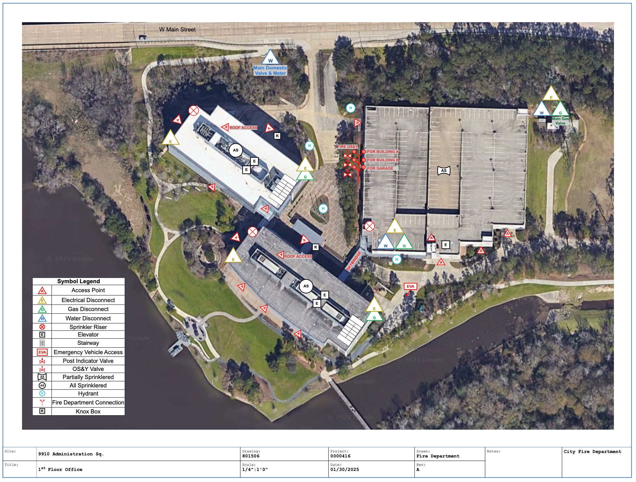 Satellite image fire pre-plan example