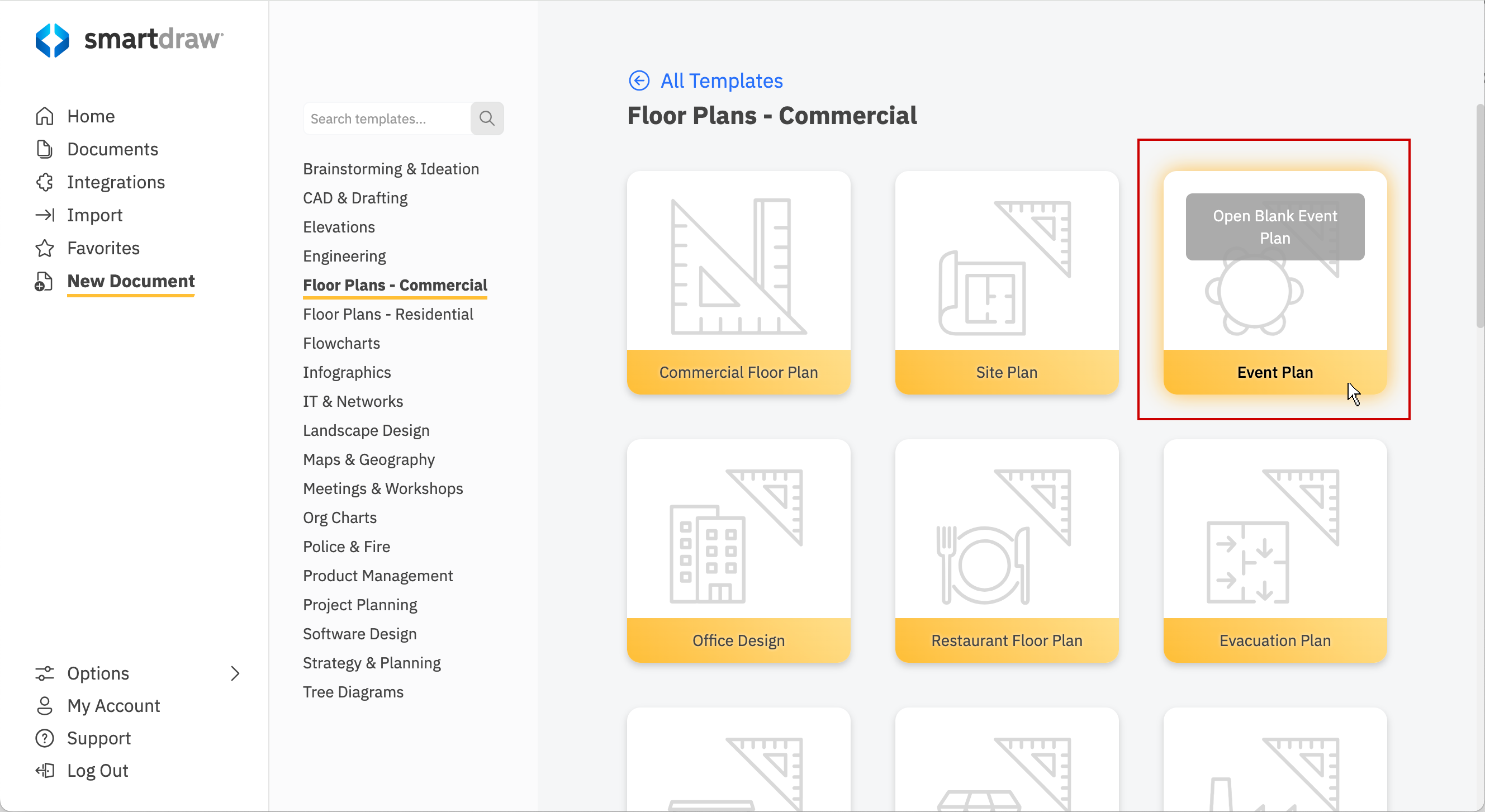 Blank event plan template