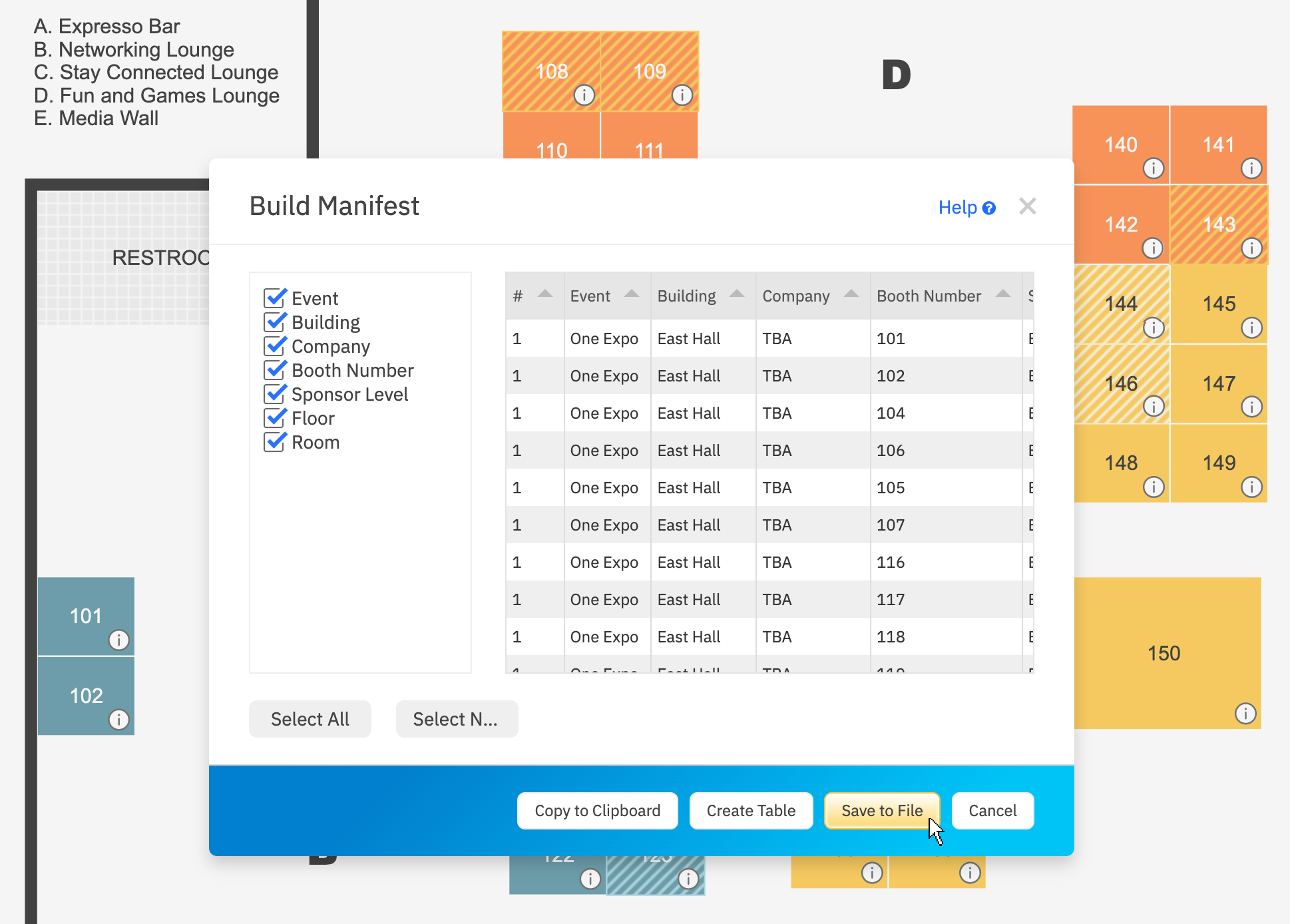 Generating a manifest of data