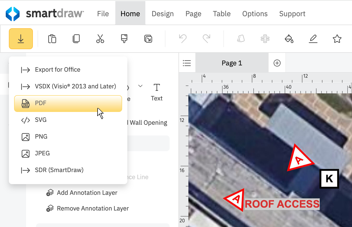 Export drawing to PDF