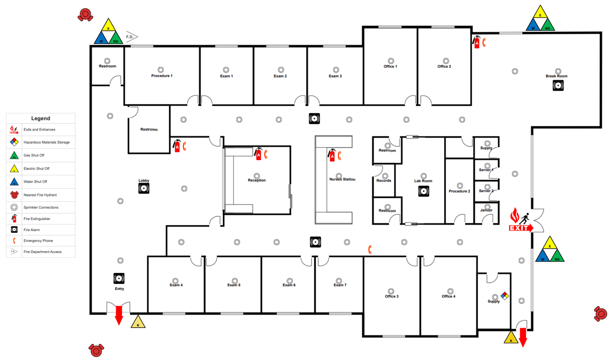 Floor plan style fire pre-plan