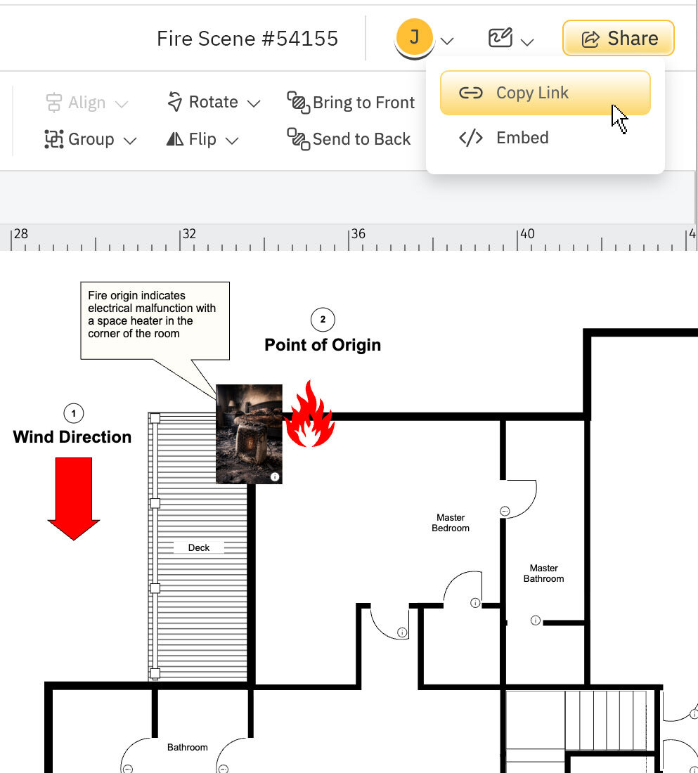 Sharing diagram by copying a link
