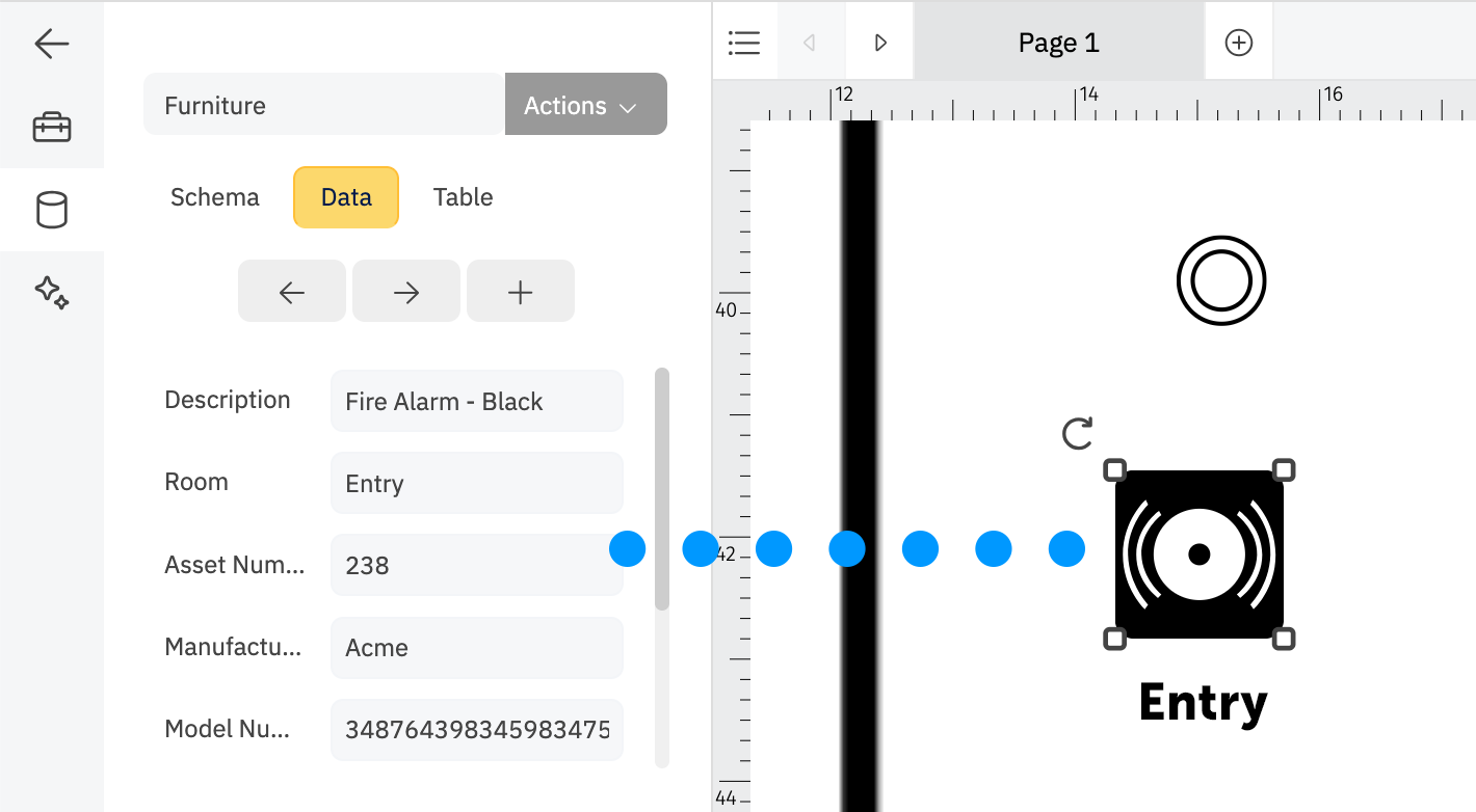 Adding data to fire safety shape
