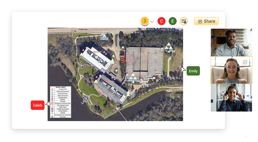 Team reviewing a fire pre-plan
