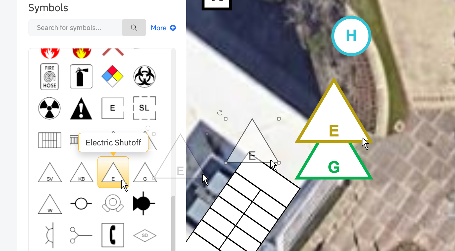Dragging symbols into fire plan