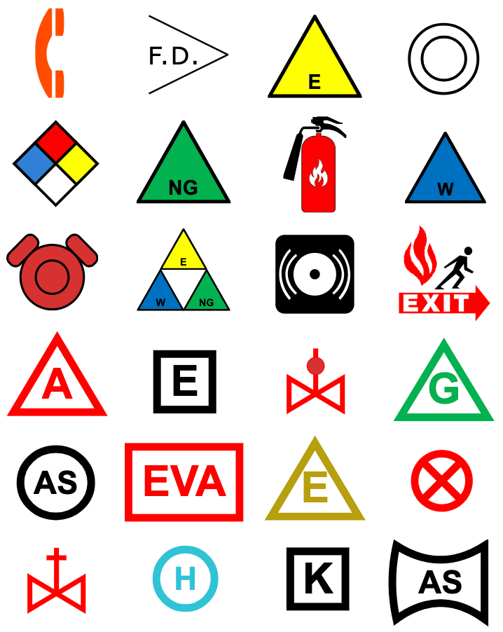 Collection of NFPA industry standard symbols