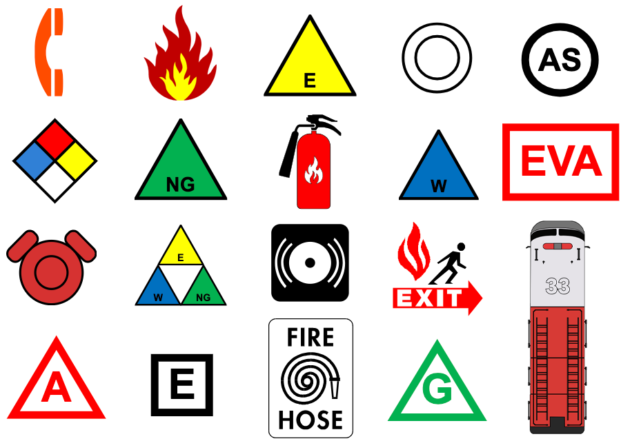 Collection of fire scene symbols