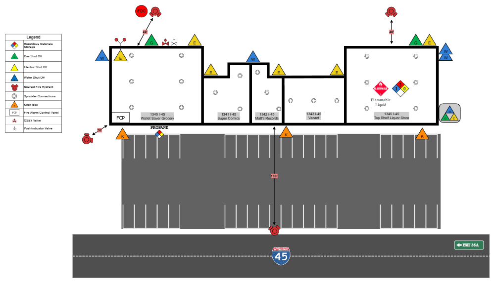 Example Image: Strip Mall Pre-Incident Fire Pre-Plan