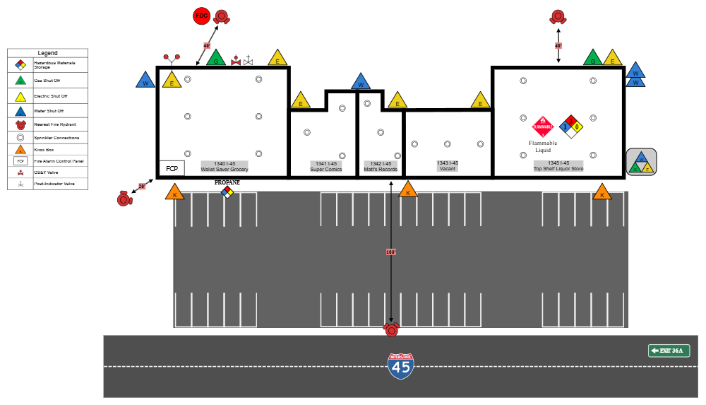 Example Image: Strip Mall Pre-Incident Fire Pre-Plan
