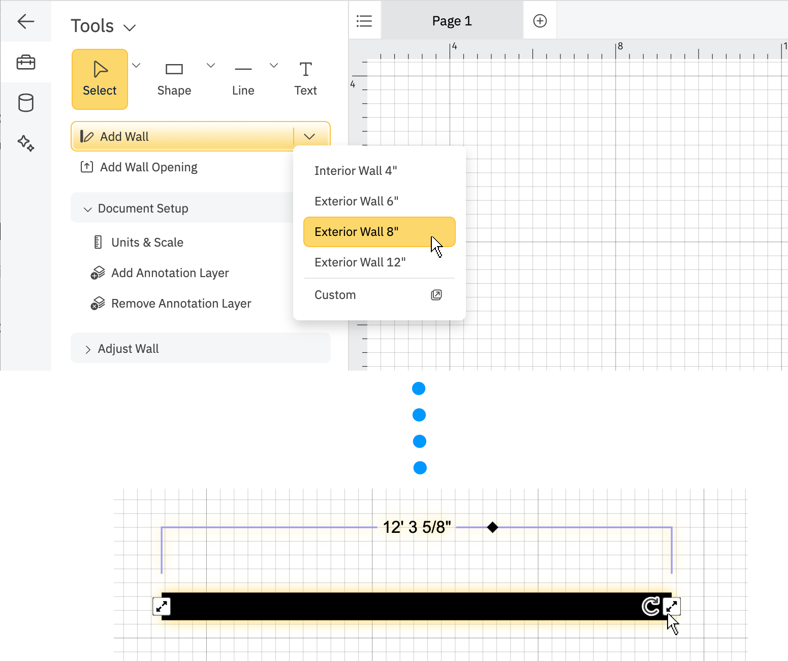 Add walls to create a building outline