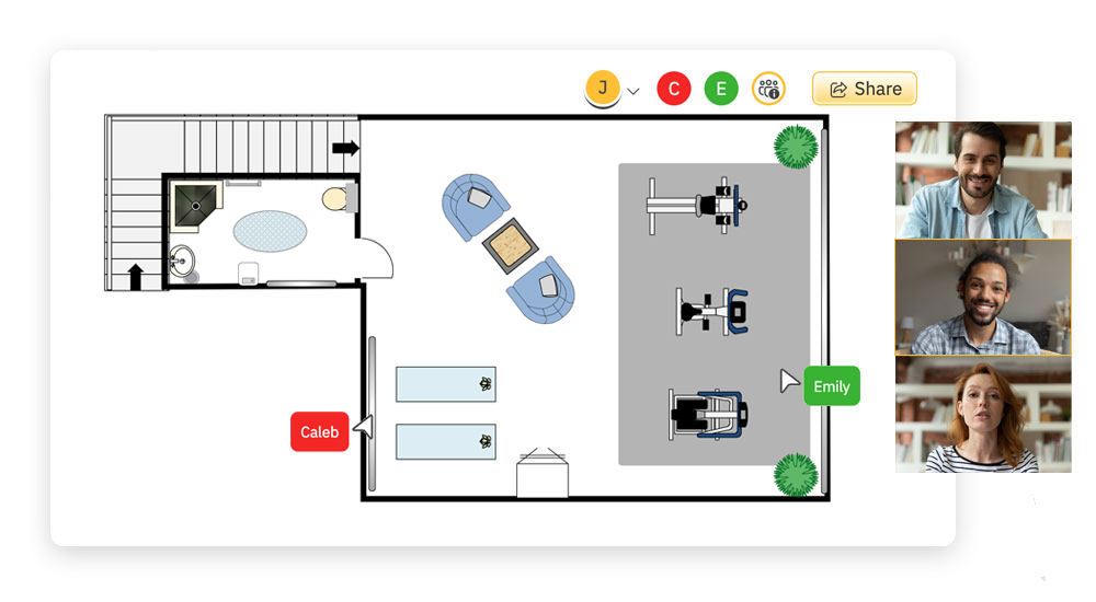 Collaborate on basement floor plans