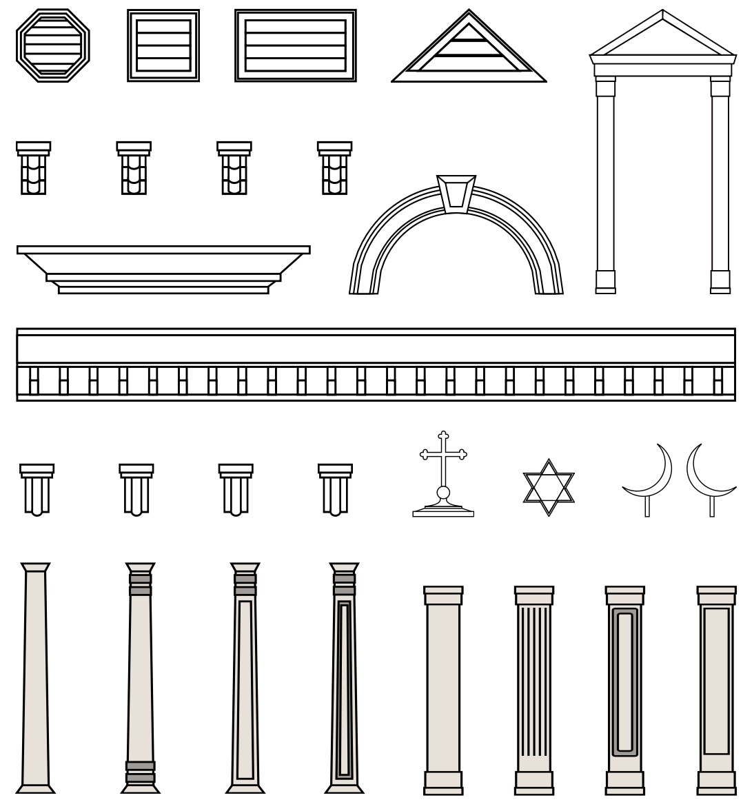Pillars and other architectural symbols