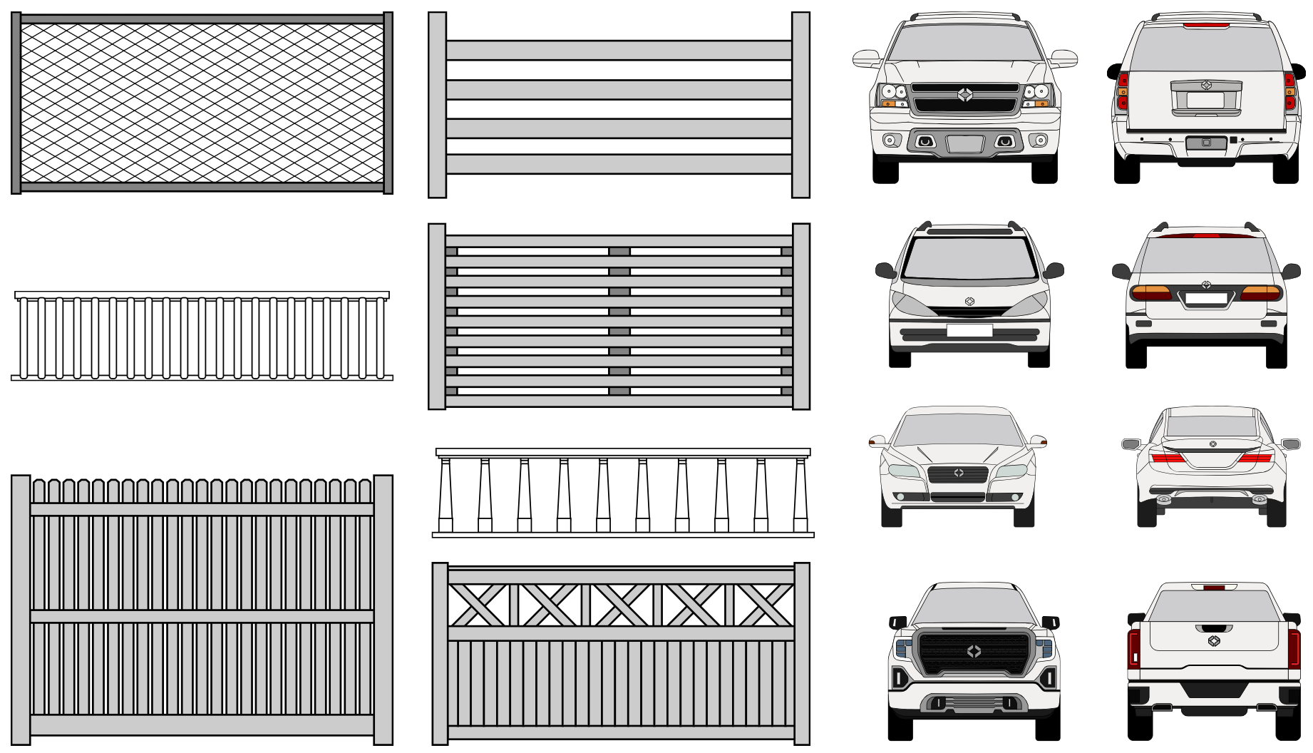 Fence and car elevation symbols