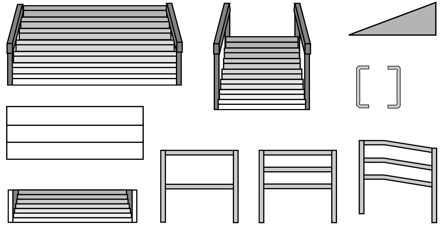 Stair and railing elevation symbols