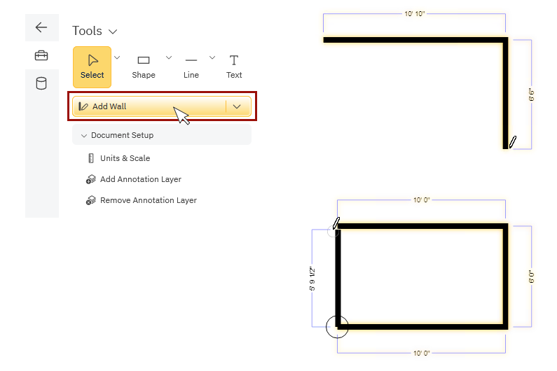 Draw wall tool in SmartDraw