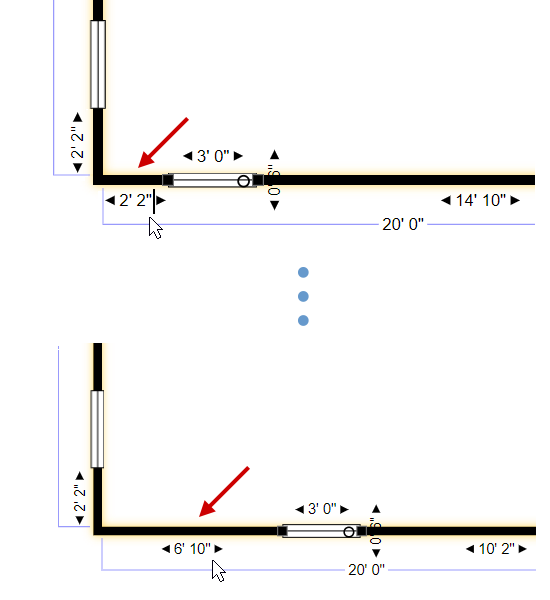 Use dimensions to position doors and windows