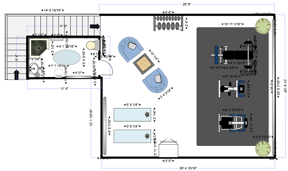 Home gym layout example