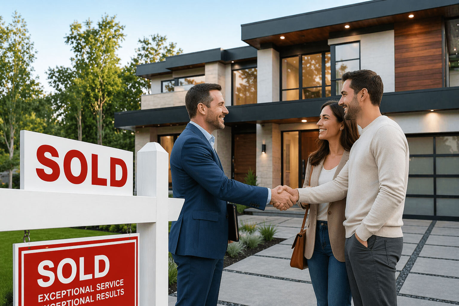 Realtor meeting with new home owners