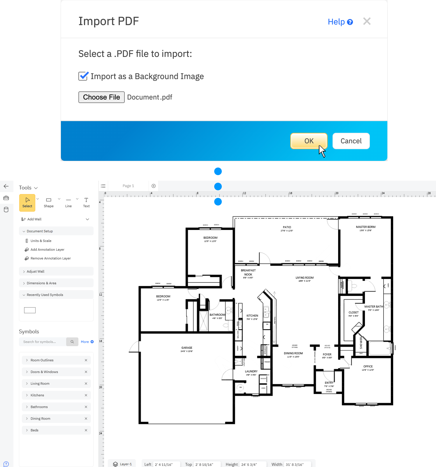 Import existing floor plan into SmartDraw