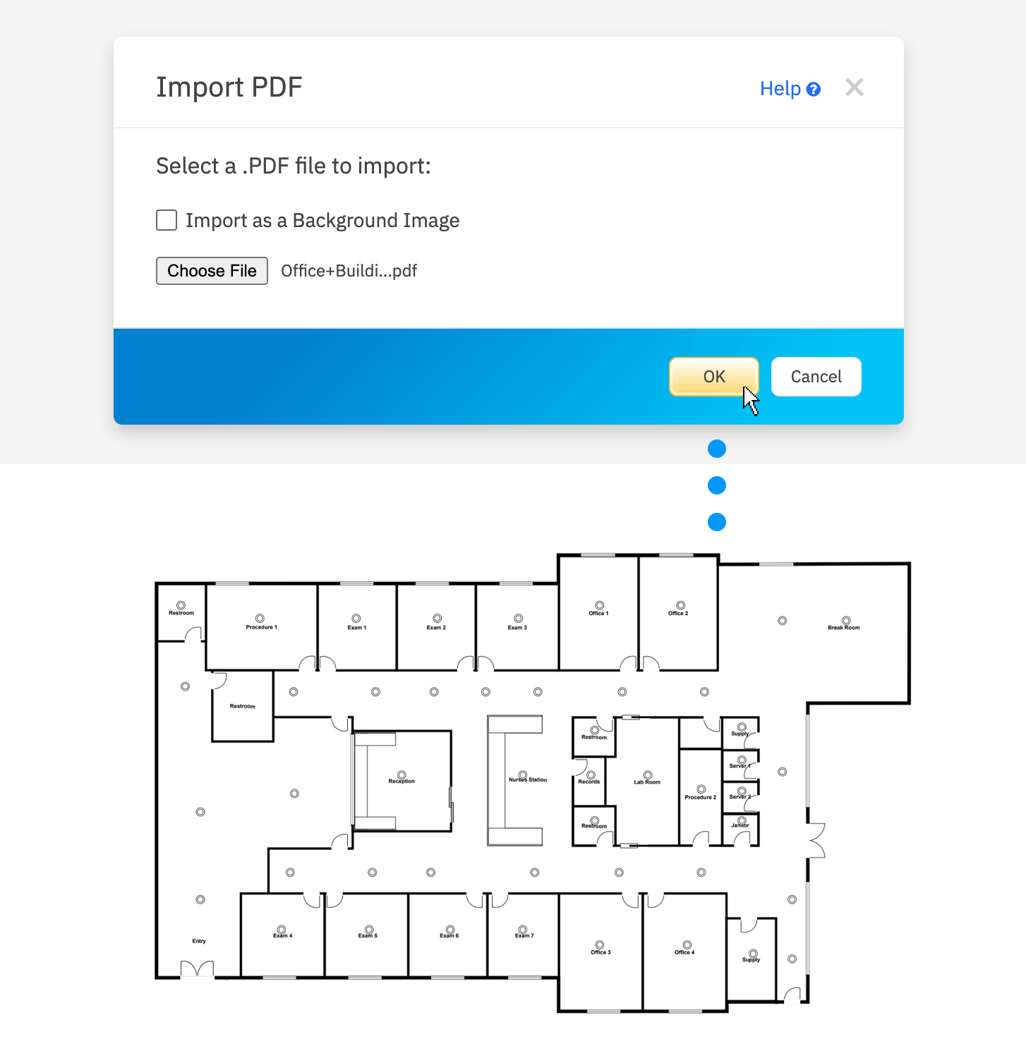 Import floor plan to create evacuation plan
