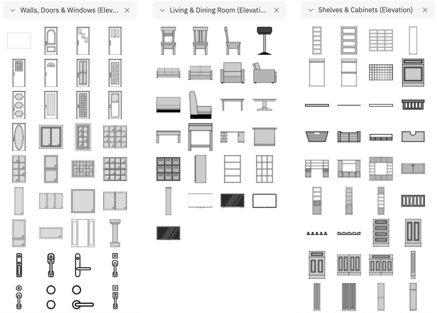 Elevation symbol libraries