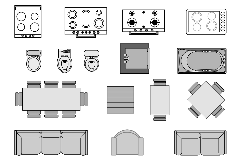 Collection of residential floor planning symbols