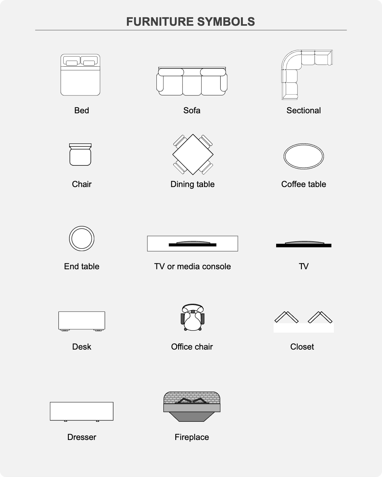SmartDraw furniture symbols