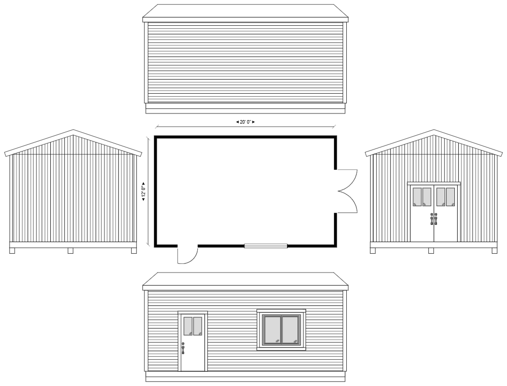 Example Image: Shed Floor Plan with Elevation Views.sdr