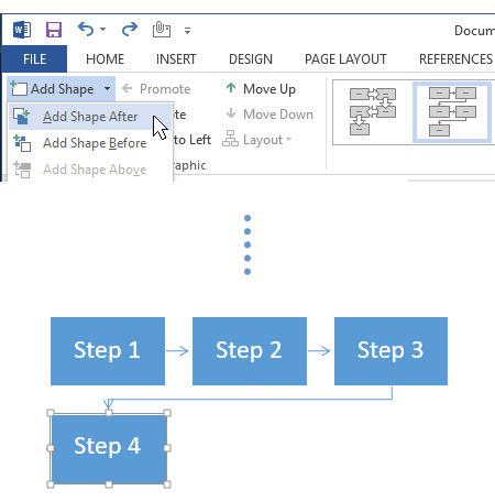 Add flowchart shape in Word