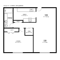 1 Bedroom 1 Bath Apartment Floor Plan