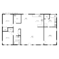 3 Bedroom 2 Bath Open-Concept Contemporary Ranch House Layout 