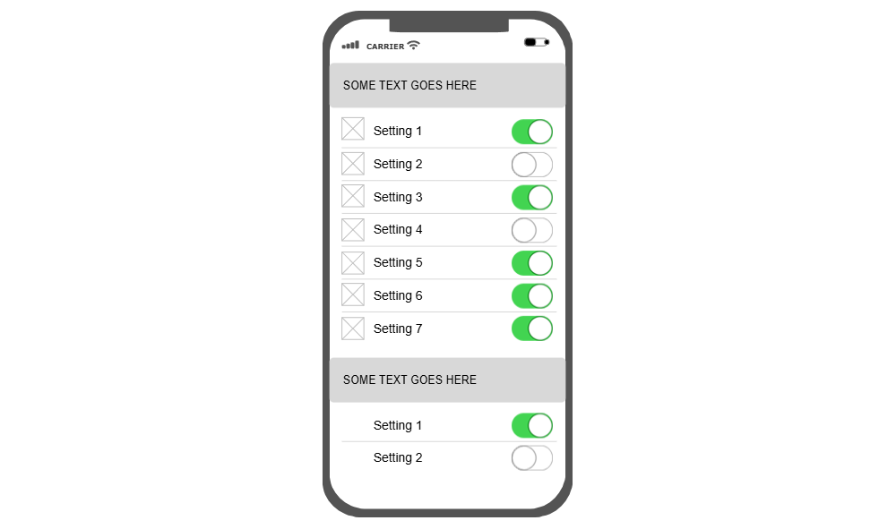 Example Image: iOS - Settings
