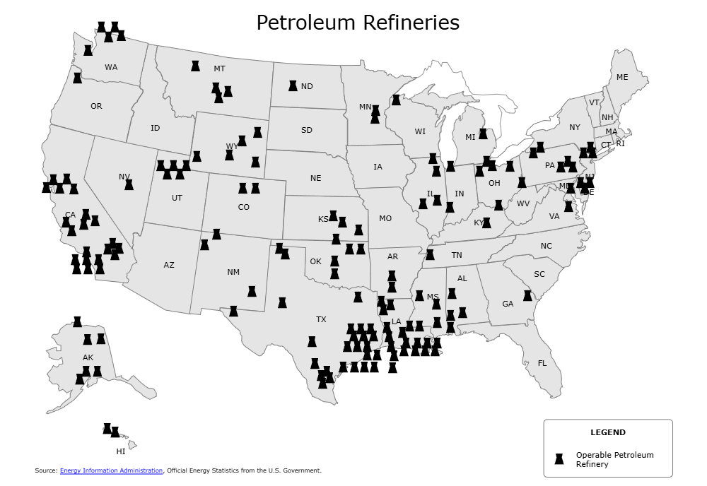 Example Image: Petroleum Refineries Map